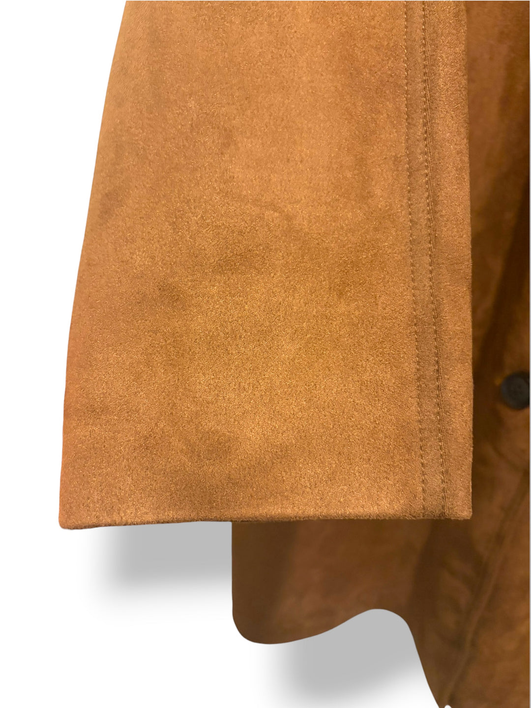 BCBGMAXAZRIA Brown Faux Suede Long Coat Size Large Quiet Luxury NWT
