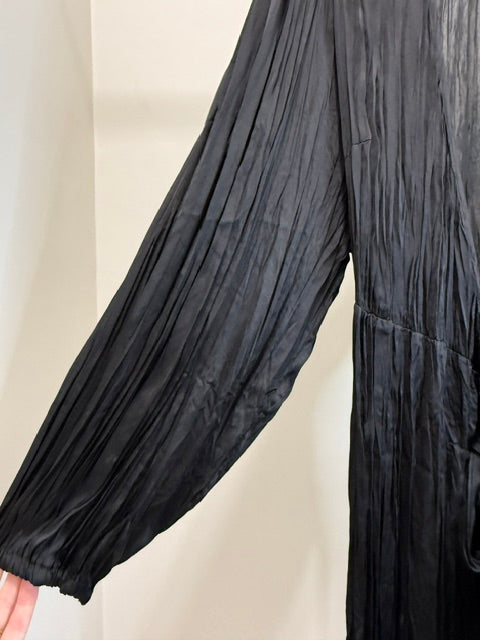 H&amp;M Crinkle Satin True Wrap Dress Black NWT SzXL