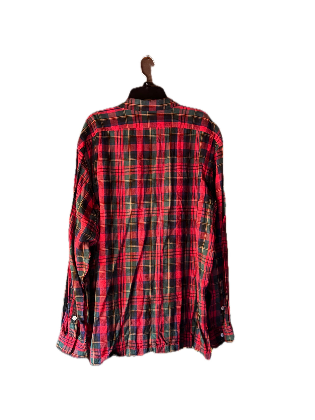 Polo Ralph Lauren Red Green Plaid Long Sleeve Rayon Button Down Shirt