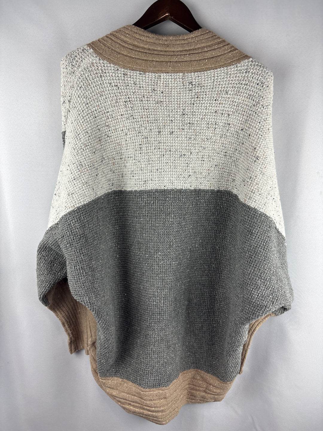 Women’s Miss Me Small White, Gray &amp; Tan Cardigan