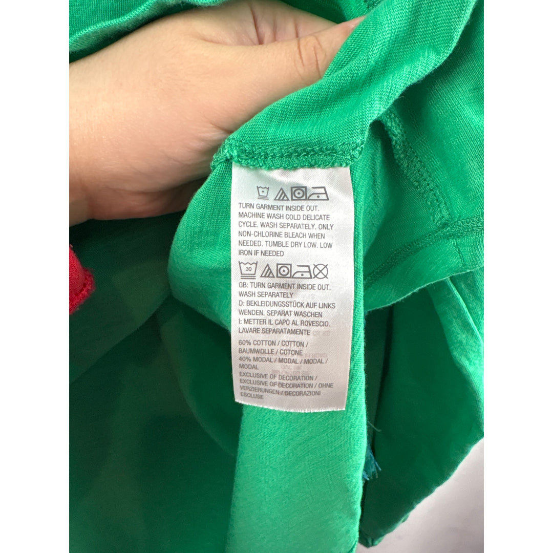 Women’s Belle by Kim Gravel Size 1X Green Long Sleeve Blouse w/ Blue Embroidery