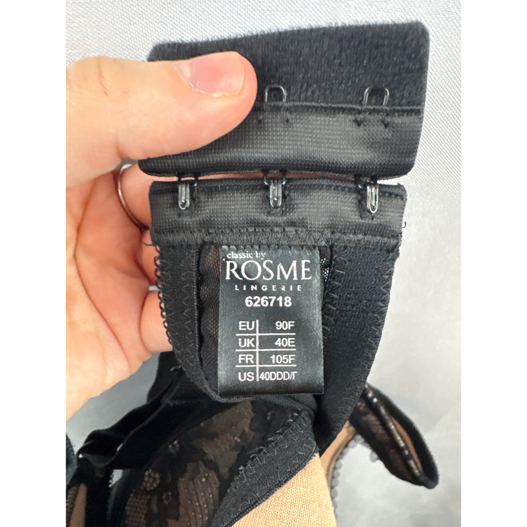 Women’s Rosme Size 40 DDD Black Lace Bra w/ Bow Detail