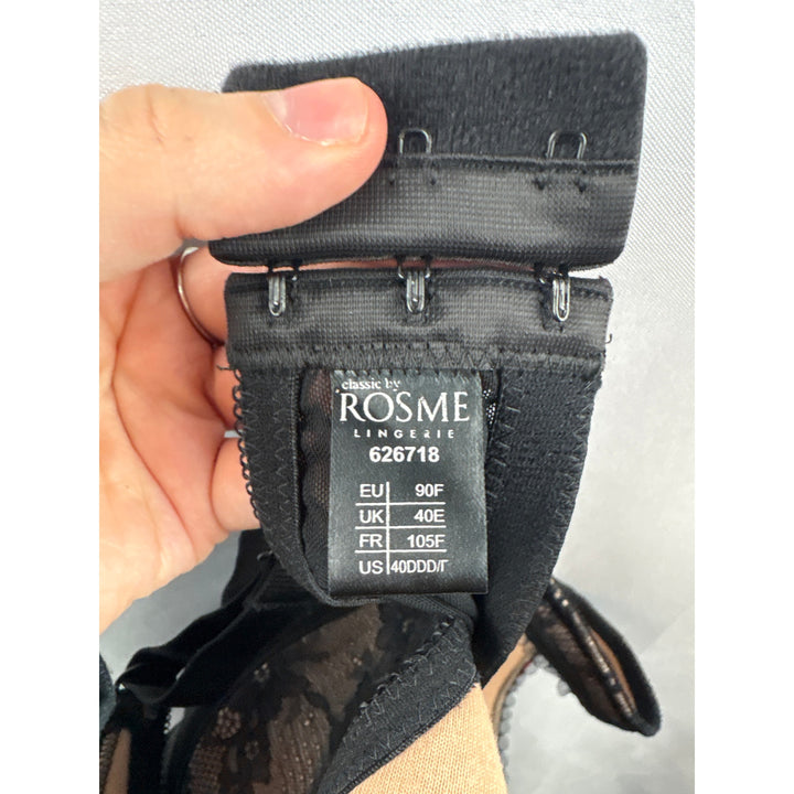 Women’s Rosme Size 40 DDD Black Lace Bra w/ Bow Detail