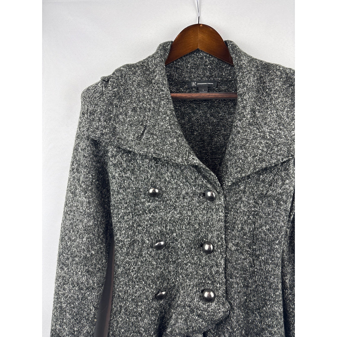 Women’s I.N.C Small Sparkly Dark Grey Pea Coat Style Cardigan