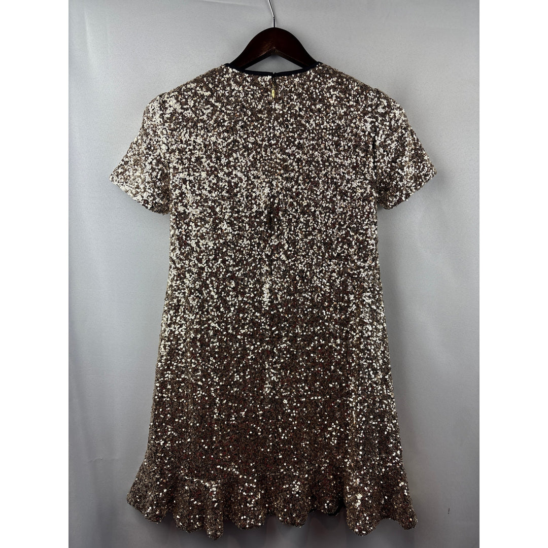 Women’s Draper James Size 2 Gold Sequin Short Sleeve Mini Dress