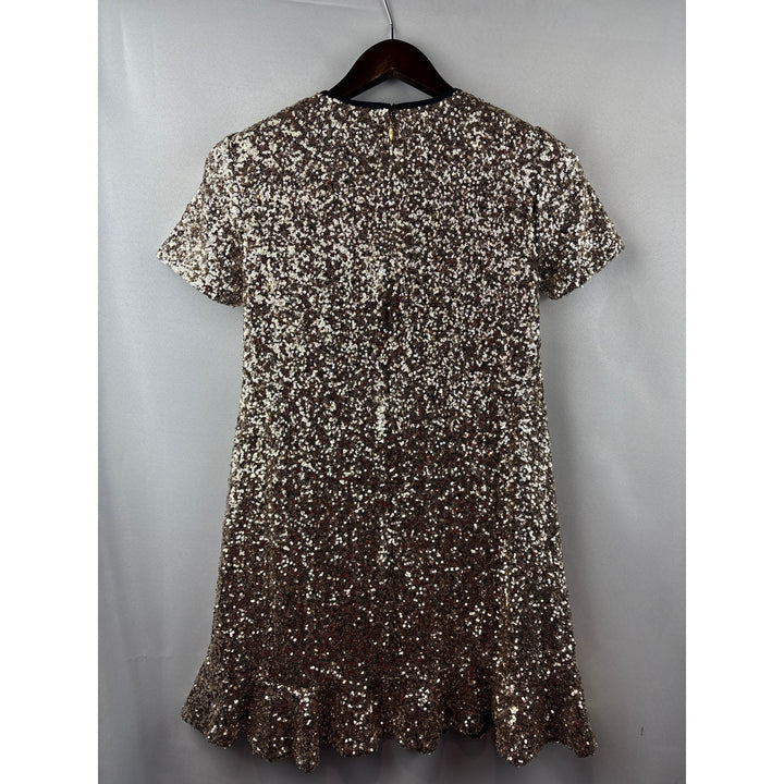 Women’s Draper James Size 2 Gold Sequin Short Sleeve Mini Dress
