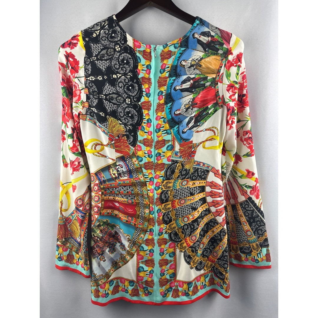 Women’s Dolce & Gabbana Floral Fan Silk Top Size Small/Medium (Italian 42)
