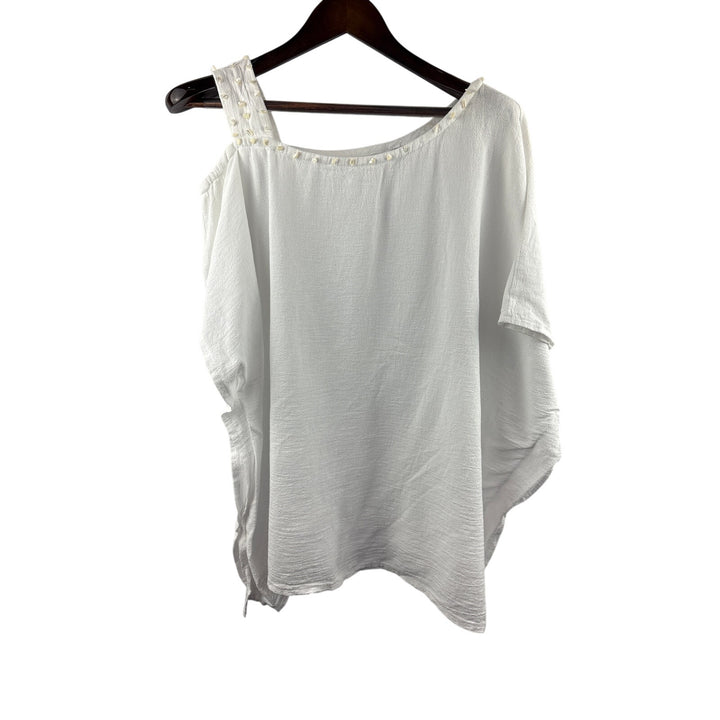 Women’s Xama XL White Off-The Shoulder Blouse w/ Beading