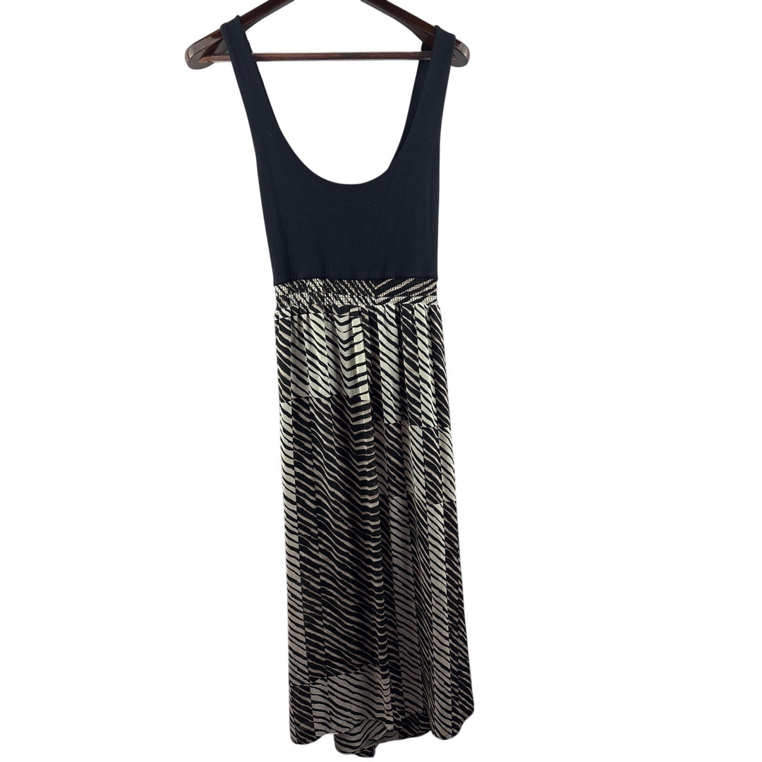 Women’s Cabi XL Black Zebra Striped Sleeveless Maxi Dress