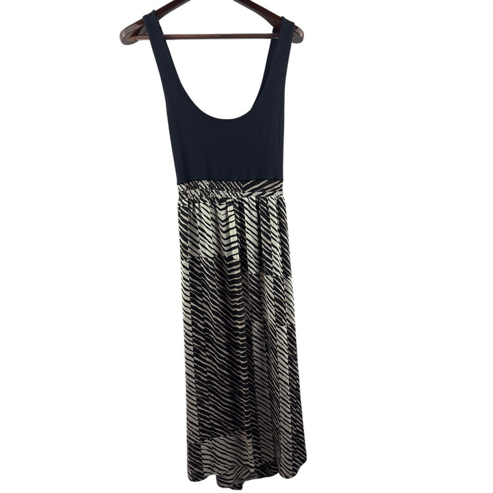 Women’s Cabi XL Black Zebra Striped Sleeveless Maxi Dress