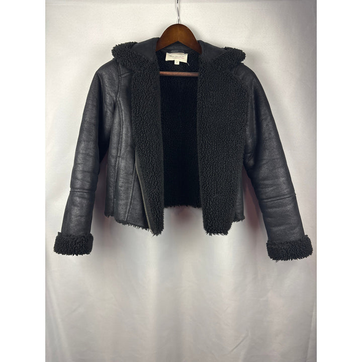 Women’s Two by Vince Camuto XS Black Suede Fur Lined Coat