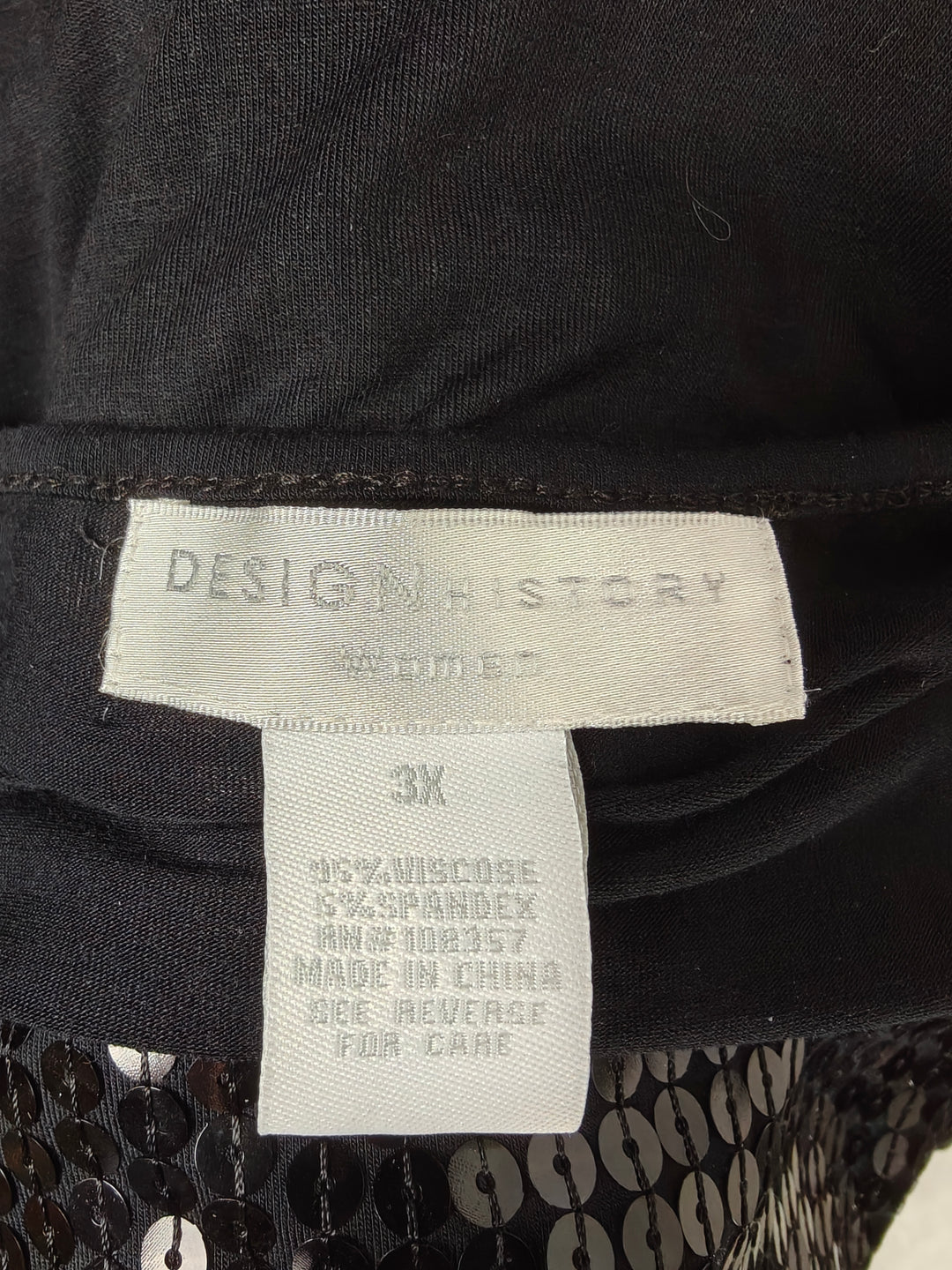 Womens Design History Sequin Tank Top Black Size 3X
