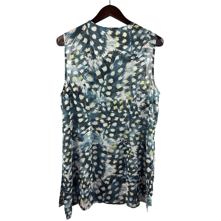 Women’s Cabi XL Dark Teal, White, & Yellow Patterned Sleeveless Blouse