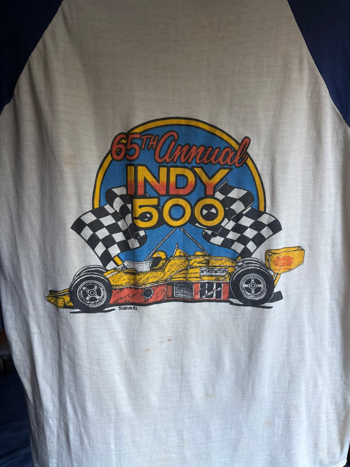 Vintage 1981 Indy 500 65th Annual Racing Raglan Shirt Stedman Medium