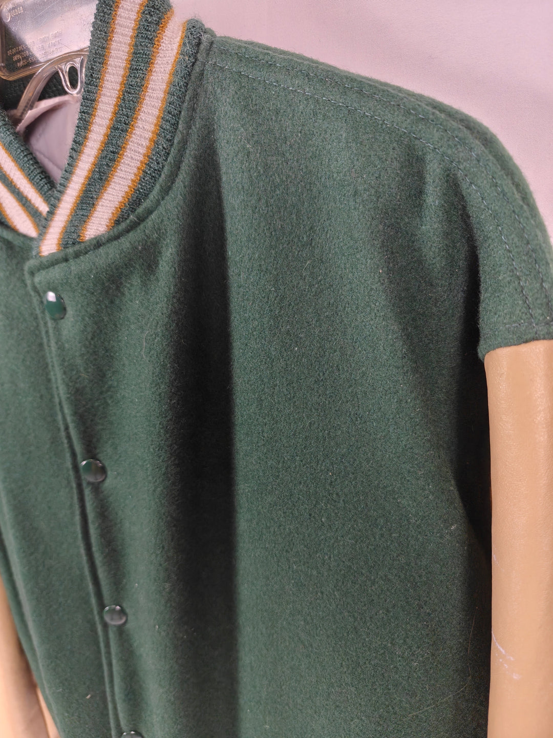 Mens Howe Athletic Apparel Varsity Jacket Green Tan XL