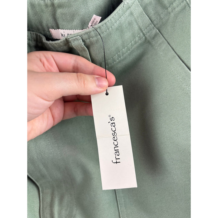 Women’s Mi Ami Francesca’s Large Leaf Green Cargo Pants w/ Floral Embroidery