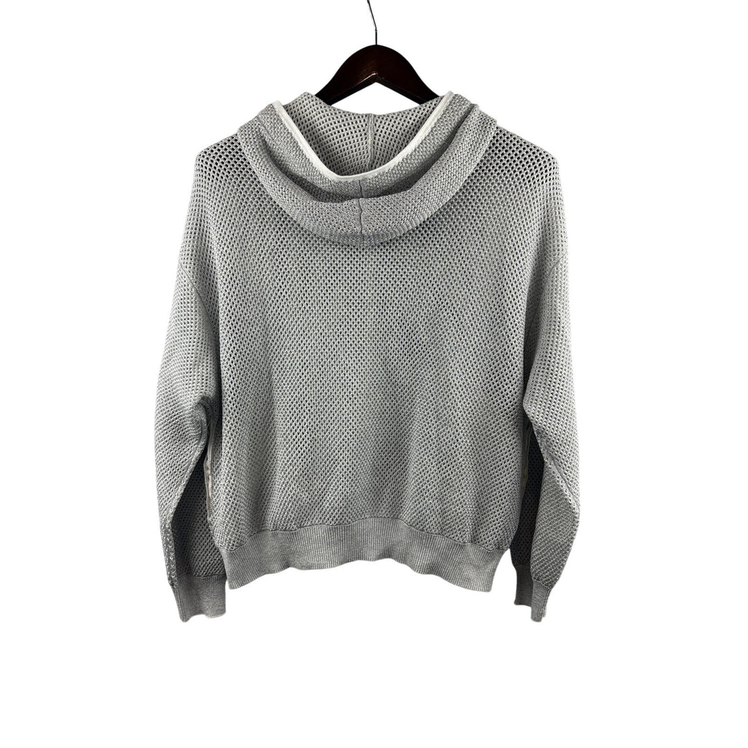 Women’s Brunello Cucinelli XS Silver Mesh Knit Zip-Up Hoodie
