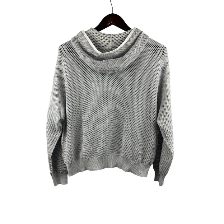 Women’s Brunello Cucinelli XS Silver Mesh Knit Zip-Up Hoodie