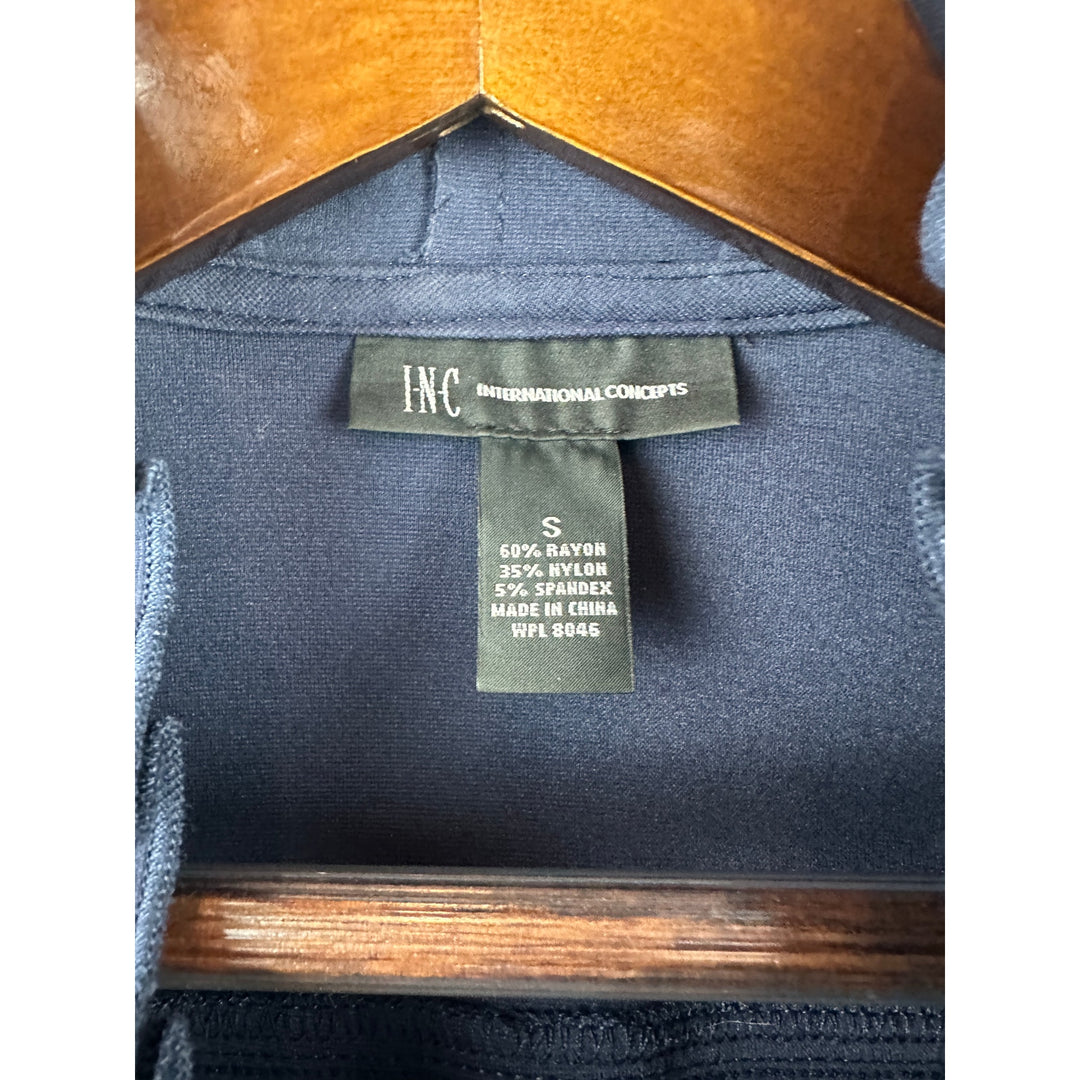 Women’s I.N.C. Navy Blue Military Style Ruffled Jacket size small