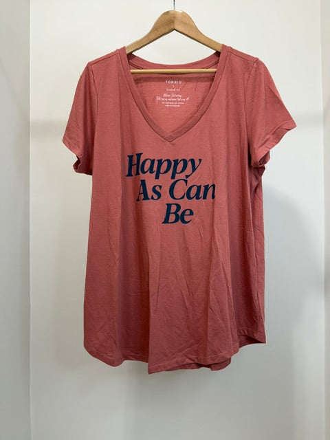 Torrid Happy As Can Be Graphic V Neck Tee Sz1 /1X/ 14-16