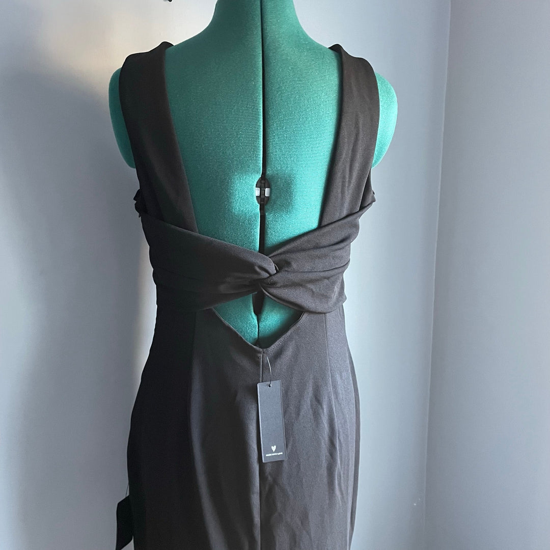 Lulu's Formal Low Back Cutout Cocktail Maxi Dress Minimalist NWT size L