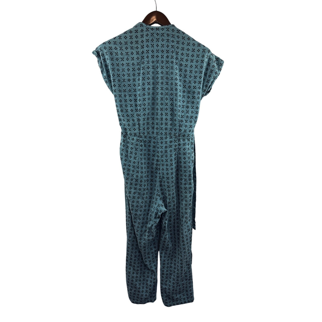 Women’s Ace & Jig XS Blue Faux Wrap Jumpsuit w/ Black Pattern