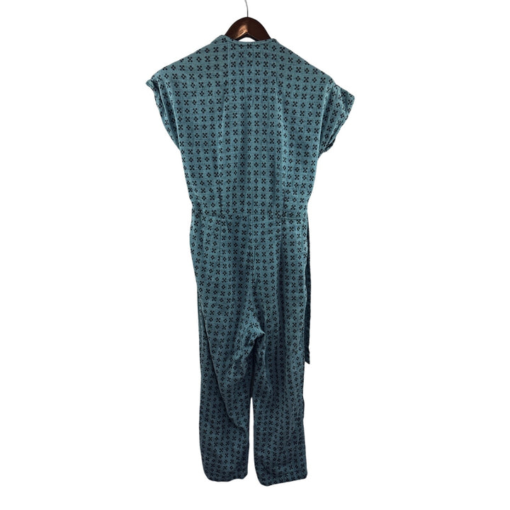 Women’s Ace & Jig XS Blue Faux Wrap Jumpsuit w/ Black Pattern