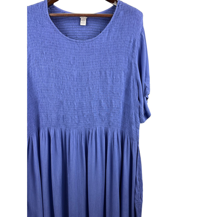 Women’s Kaktus 3X Periwinkle Short Sleeve Maxi Dress with Pockets & Ribbed Bodice