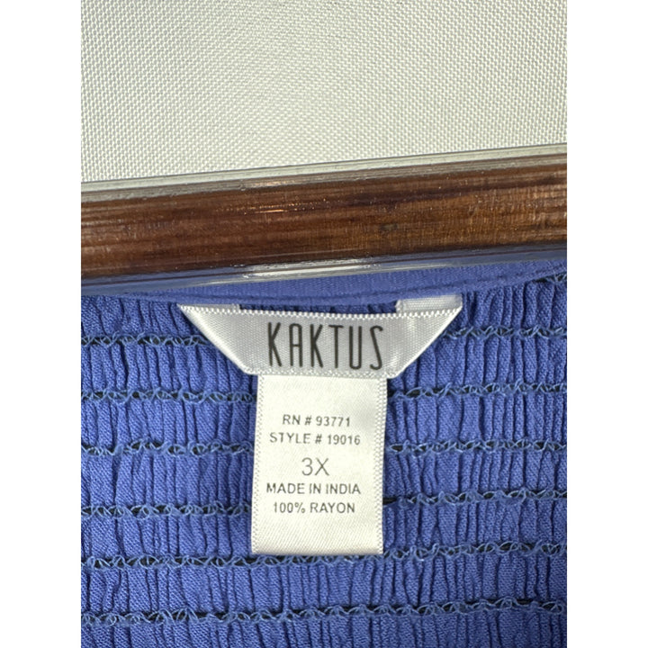 Women’s Kaktus 3X Periwinkle Short Sleeve Maxi Dress with Pockets & Ribbed Bodice