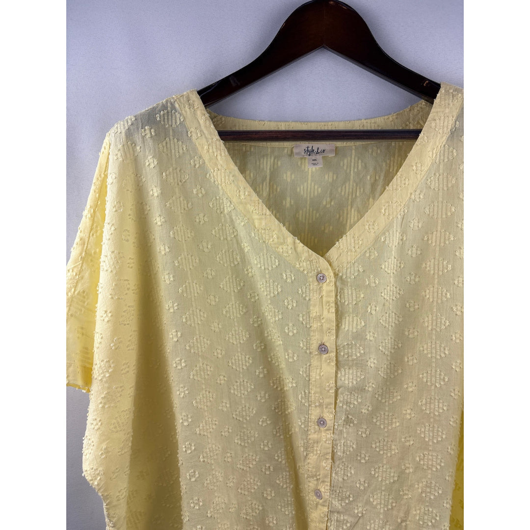 Women’s Style&Co. XXL Butter Yellow Short Sleeve Blouse