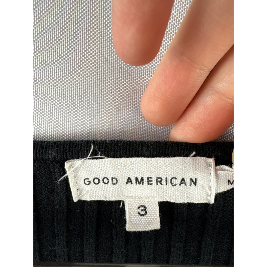 Women’s Good American Size 3 Black Long Sleeve Bodycon Dress
