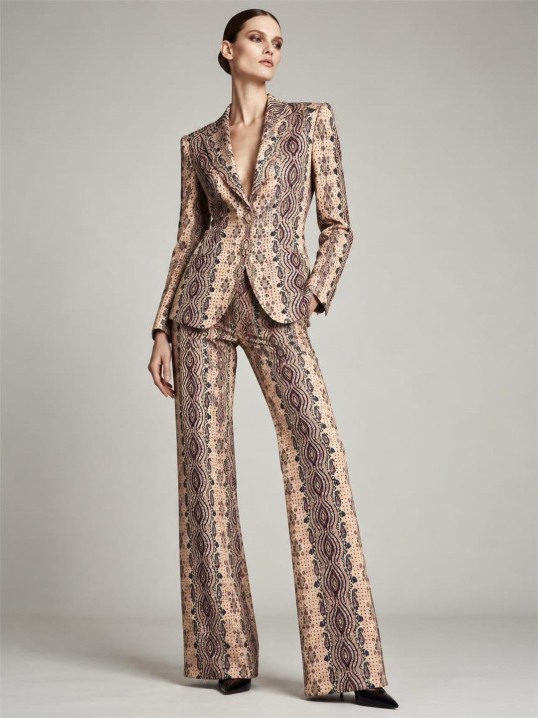 Women’s ETRO Size 40/42 Nude Abstract Patterned Pantsuit