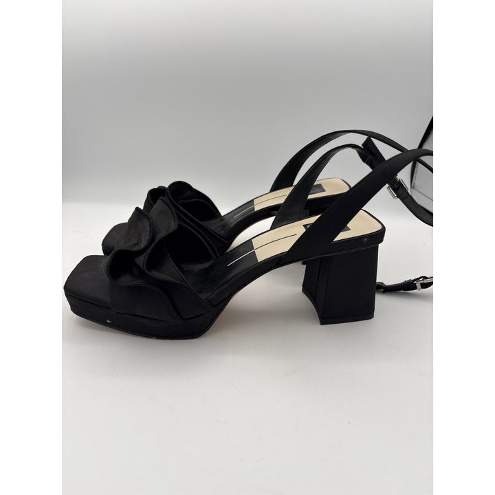 Women’s Dolce Vita Size 7.5 Black Silk Ruffled Strappy Block Heels