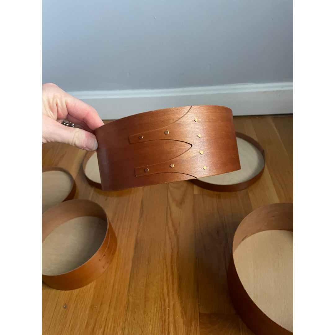 Set of 3 Round Wood Shaker Boxes Decorative Storage Cherry Homestead