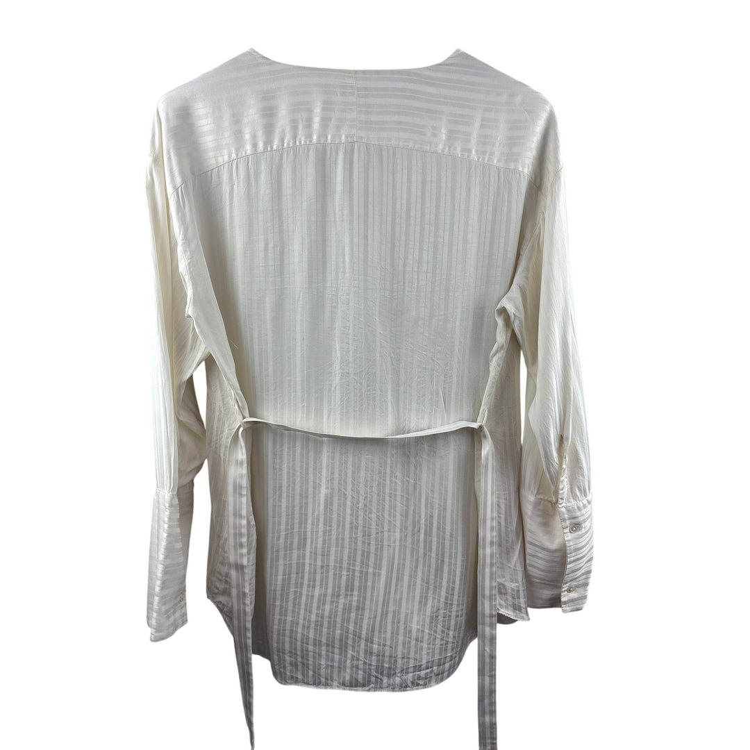 Women’s Wilfred Medium Cream Striped Silk Button Up Blouse