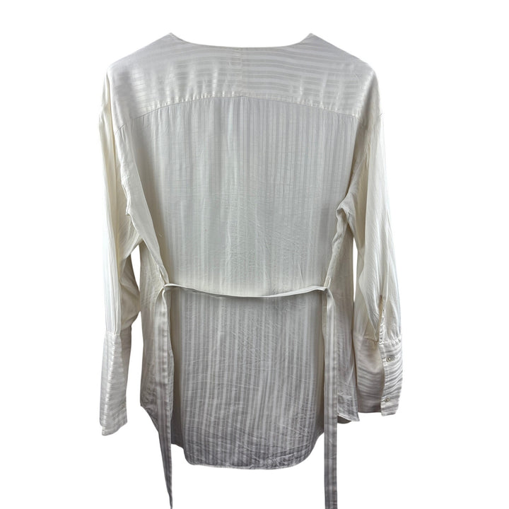 Women’s Wilfred Medium Cream Striped Silk Button Up Blouse