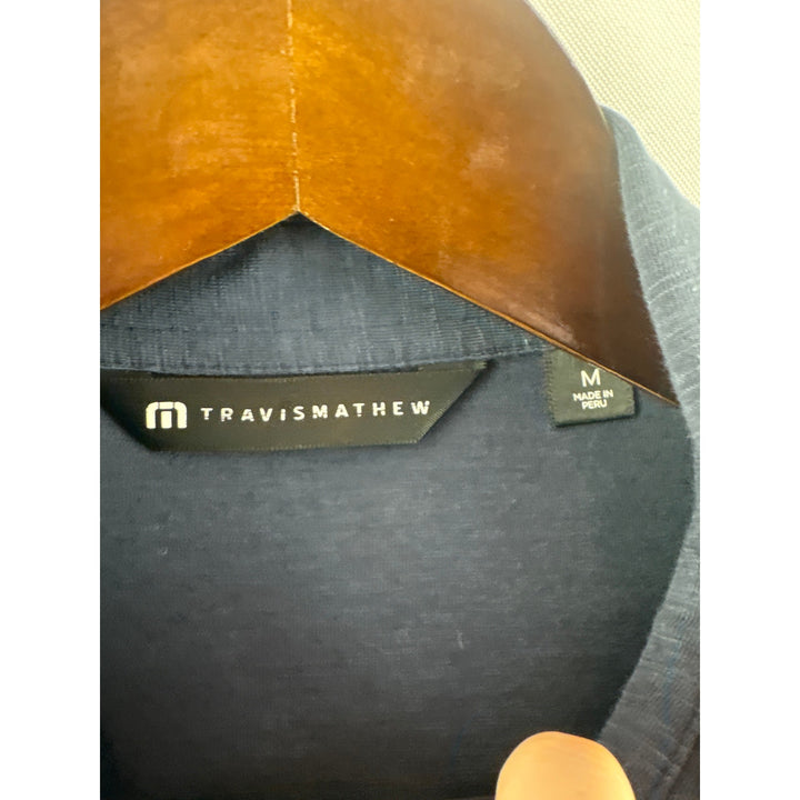 Men’s Travis Mathew Medium Navy Blue 3/4 Button Polo Shirt