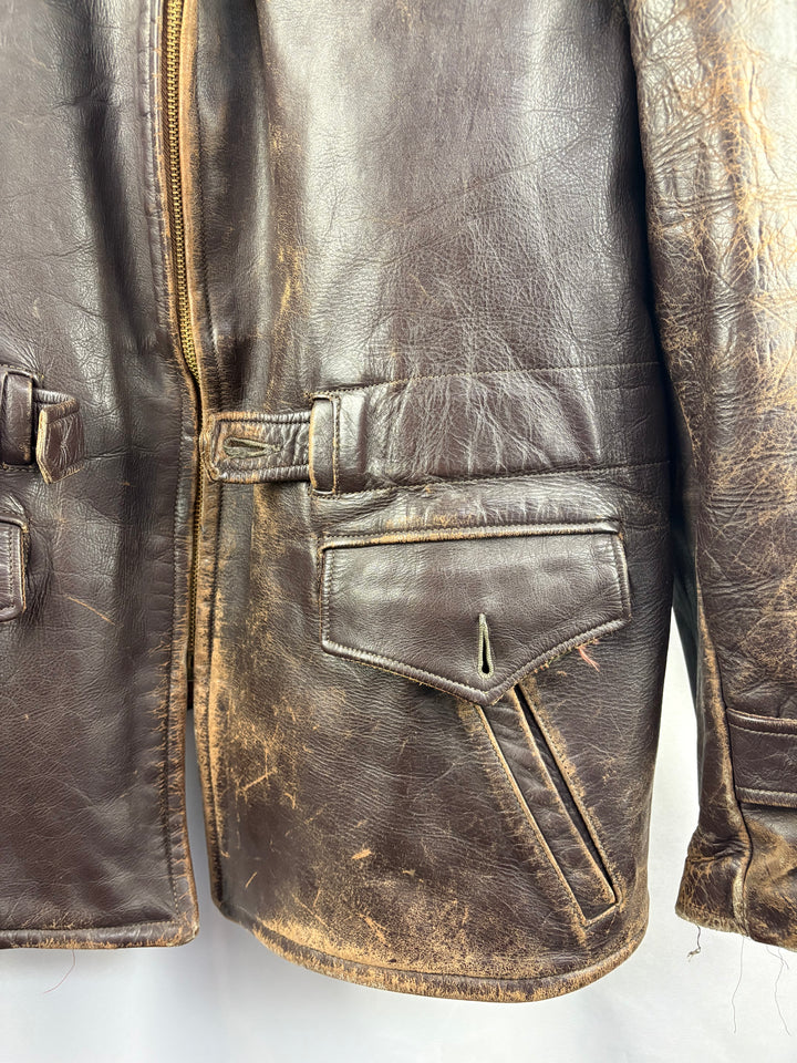 Men’s Admiral Byrd Large Vintage 1940’s-50’s Brown Leather Jacket