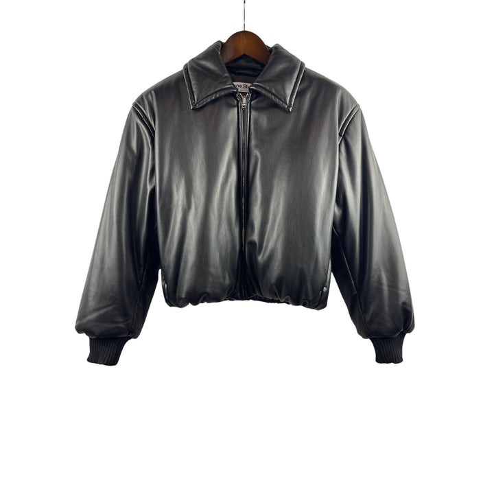 Women’s Acne Studios Medium Black Leather Bomber Jacket