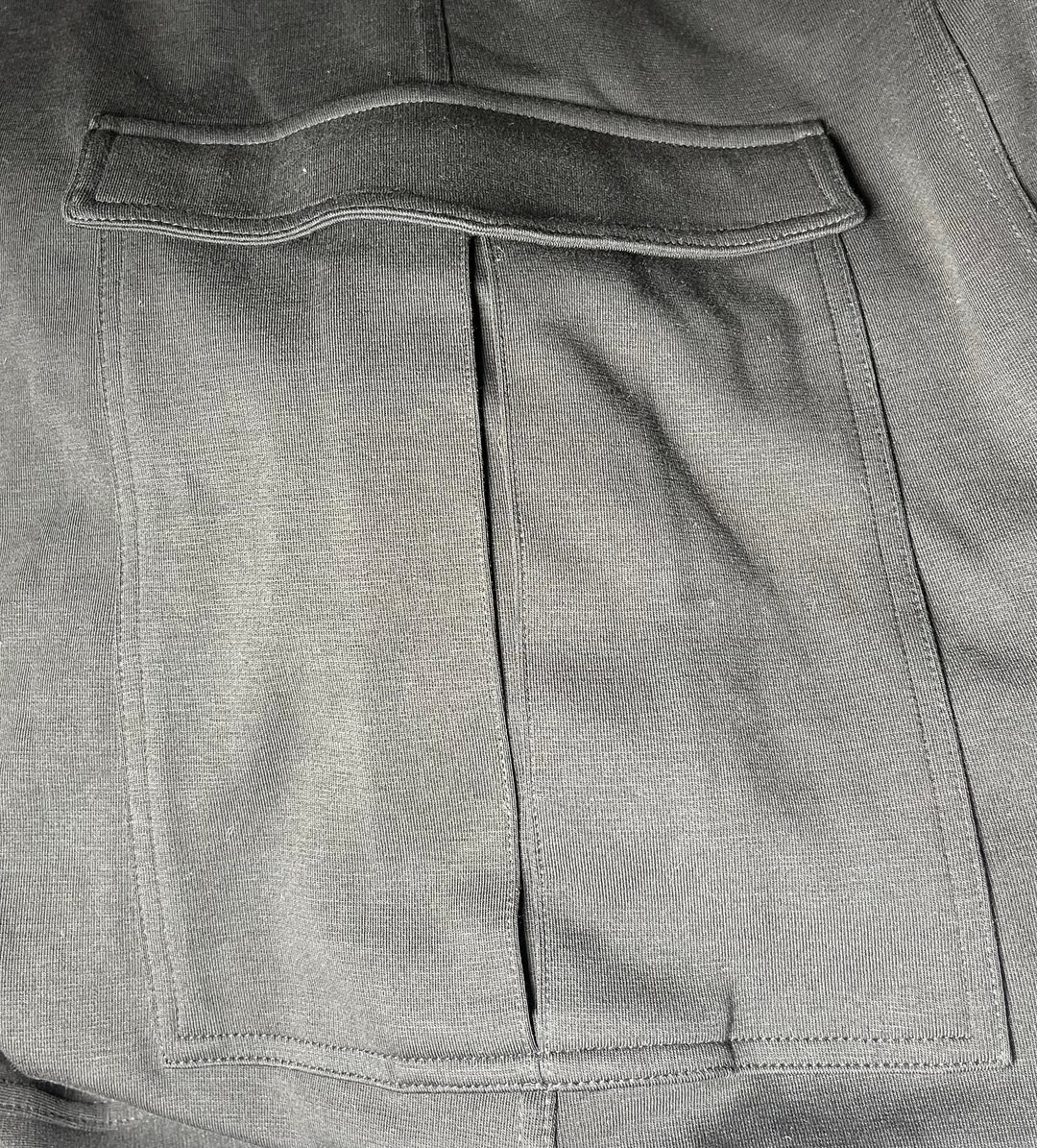 Ulla Popken Womens Black Jersey Wrap Midi Skirt Cargo Pocket Size 20 22