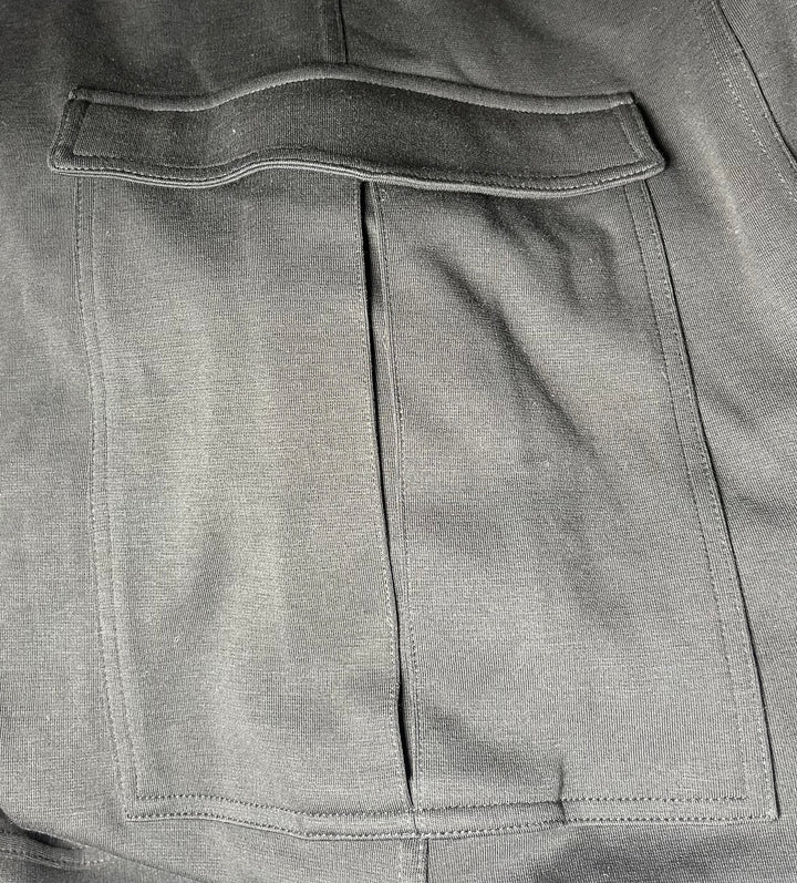 Ulla Popken Womens Black Jersey Wrap Midi Skirt Cargo Pocket Size 20 22