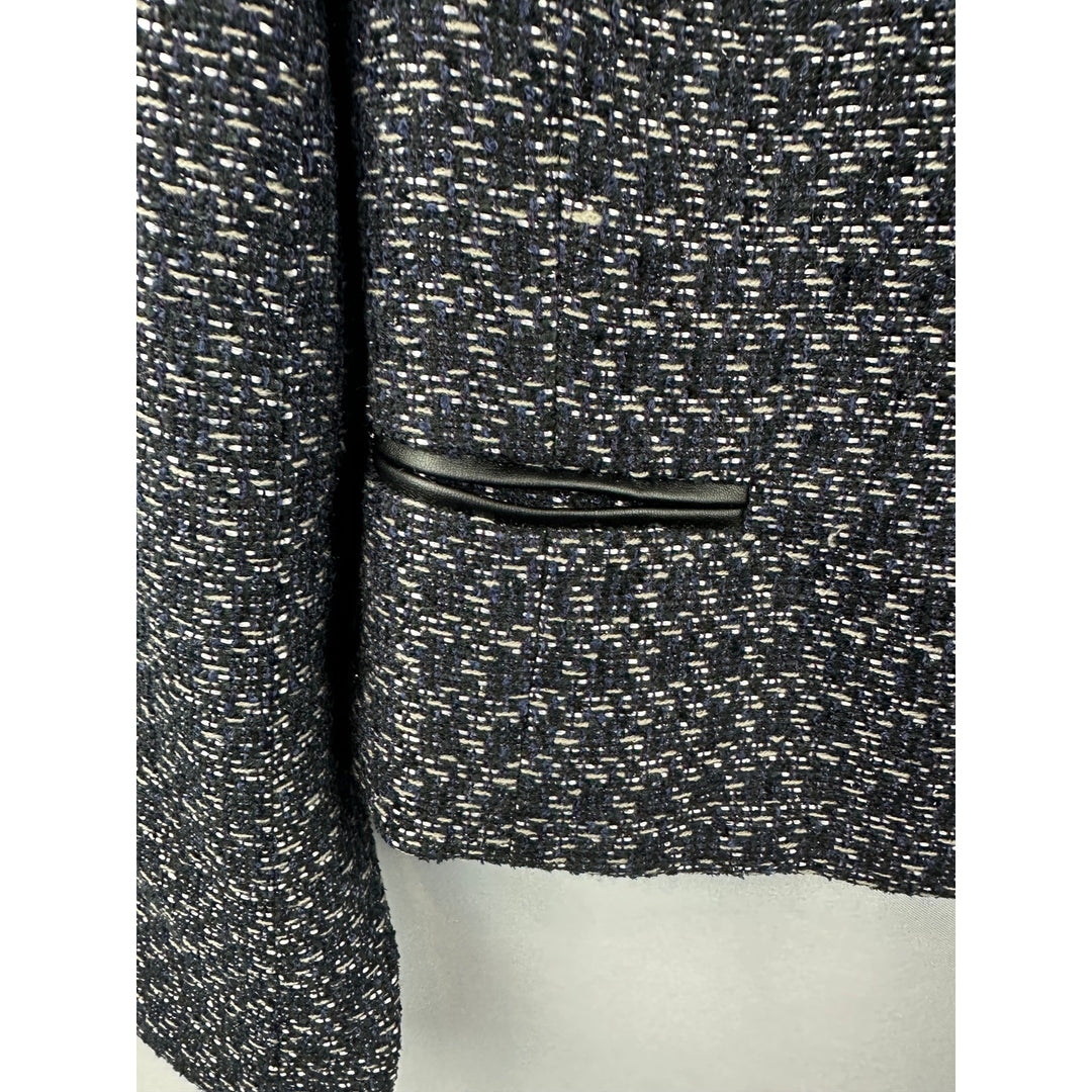 Women’s Willi Smith Blue, Black, Silver Tweed Open Blazer size 6