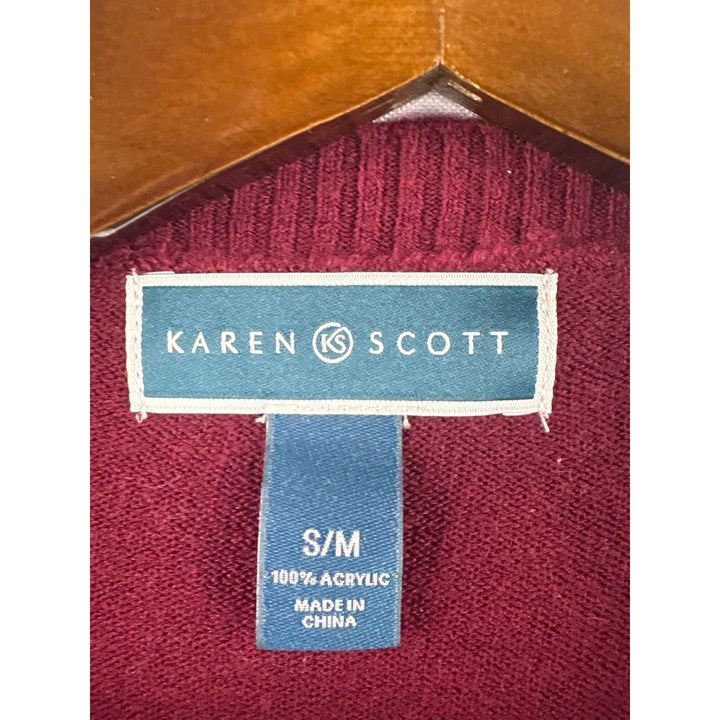 Women’s Karen Scott S/M Burgundy Ruffled Poncho