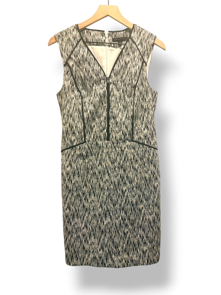 Banana Republic Black White Abstract Print Zip Sheath Dress Size 8 Cocktail Work