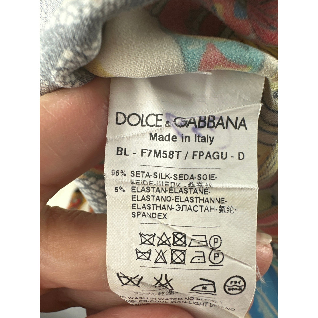 Women’s Dolce & Gabbana Floral Fan Silk Top Size Small/Medium (Italian 42)