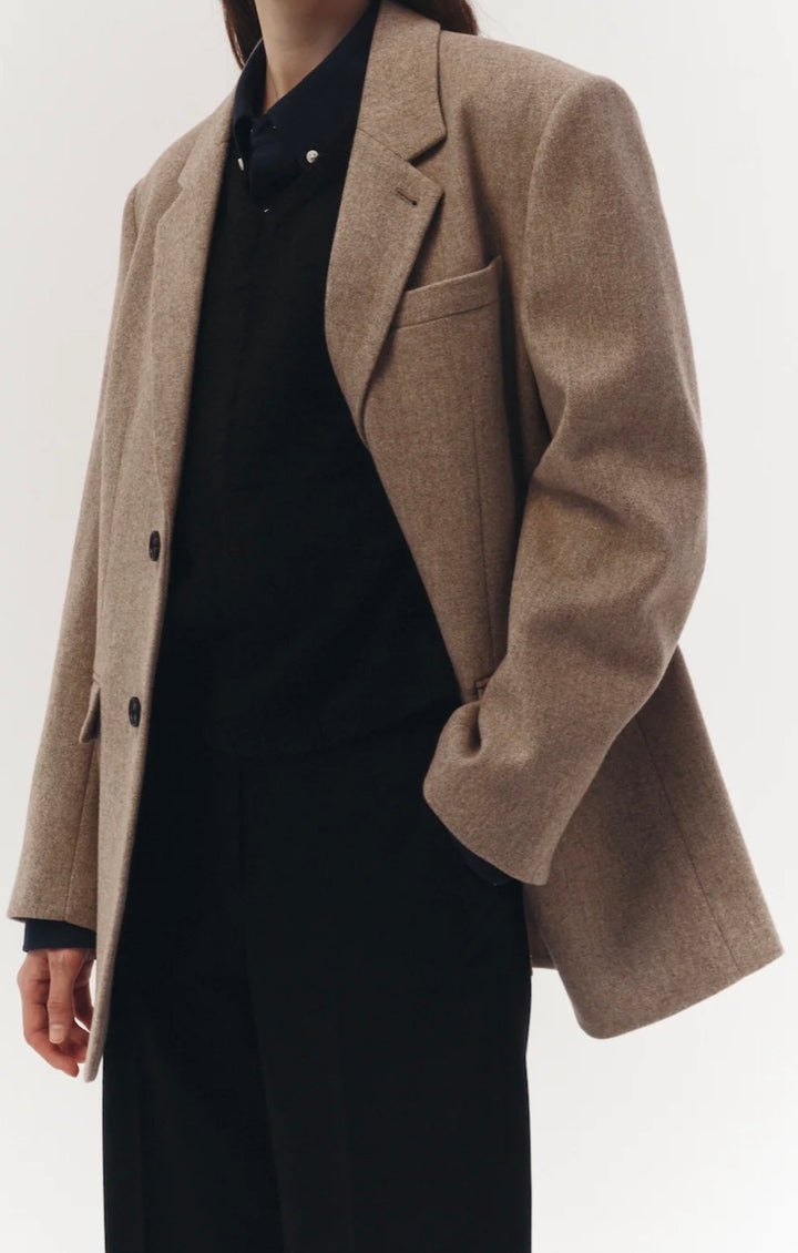 Unisex Dunst Medium Beige 2 Button Blazer