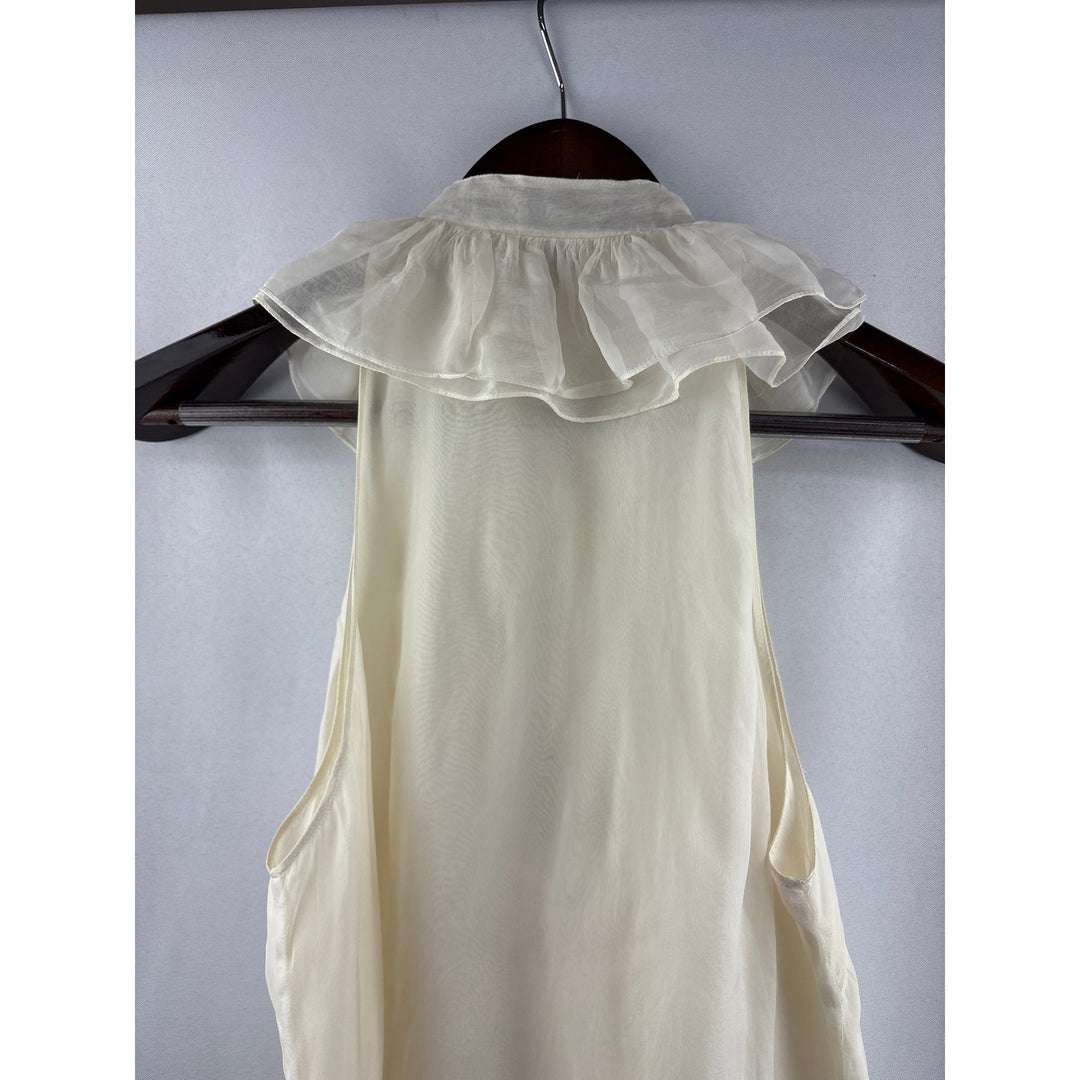 Women’s Ralph Lauren Size 12 Cream Sleeveless Ruffled Blouse