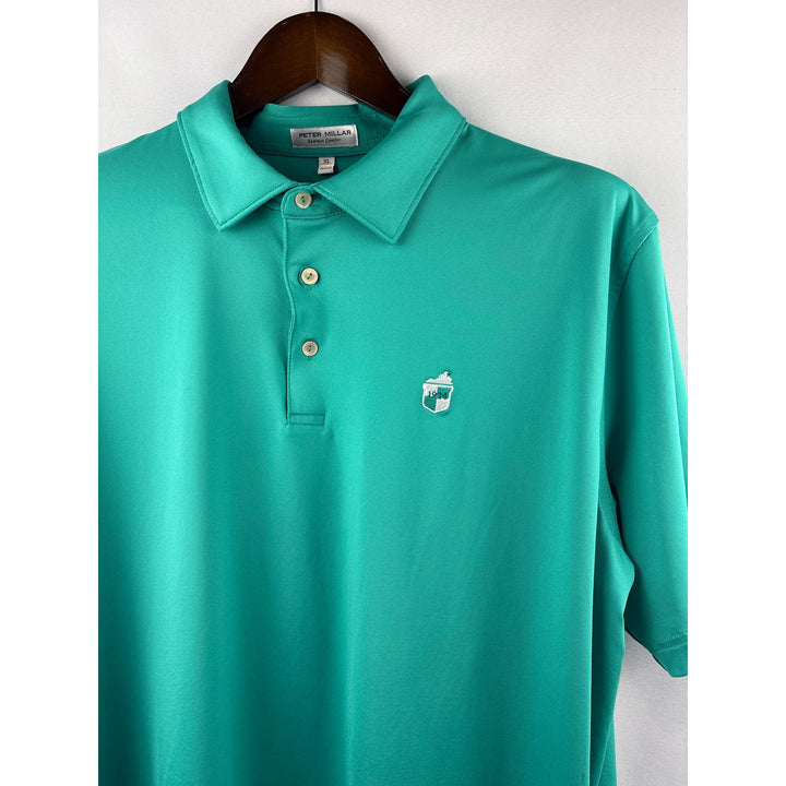 Men’s Peter Millar XL Teal Golf Polo Shirt w/ Logo Embroidered