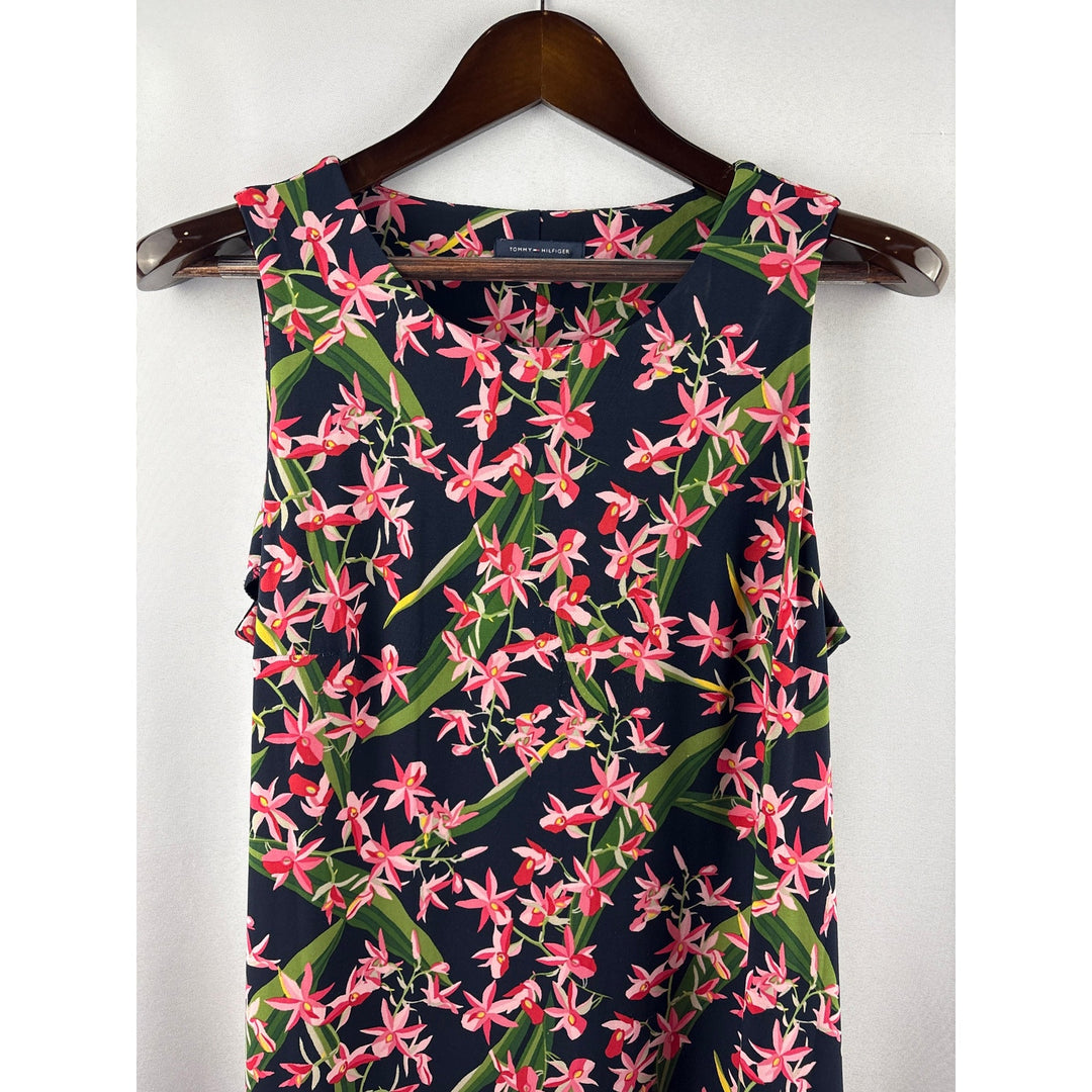 Women’s Tommy Hilfiger Size 12 Navy w/ Pink Florals Midi Dress