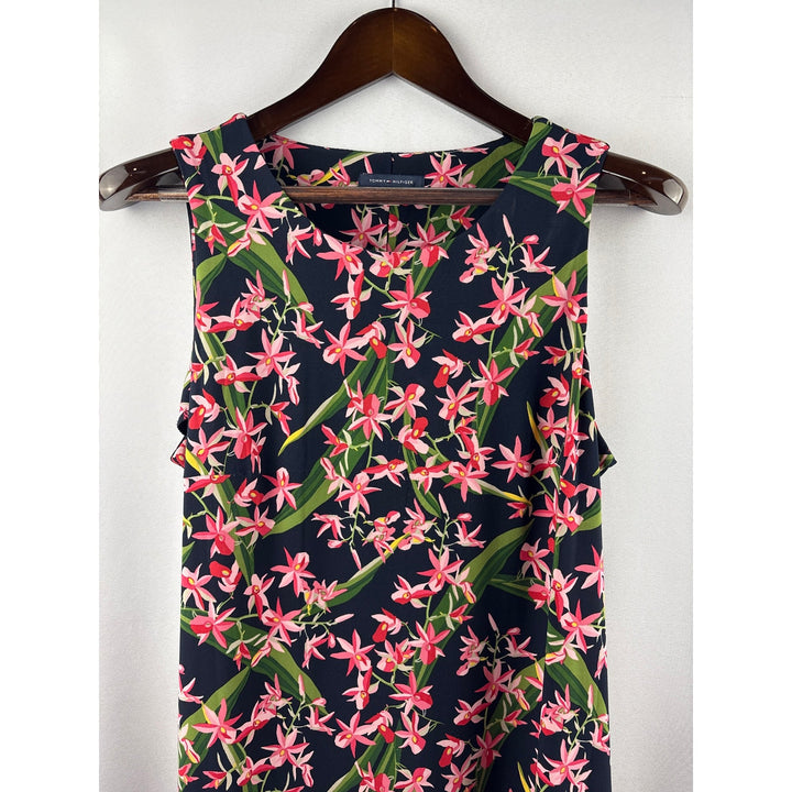 Women’s Tommy Hilfiger Size 12 Navy w/ Pink Florals Midi Dress
